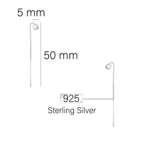 Maßenansicht von Stab Durchzieher in 925 Silber von Sofia Milani - E0773
