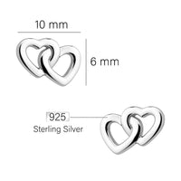 Maßenansicht von Herz Ohrstecker in 925 Silber von Sofia Milani - E0782