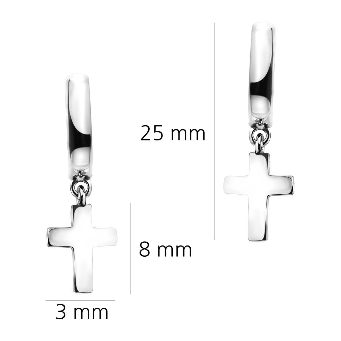 Kreuz Creolen in 925 Silber