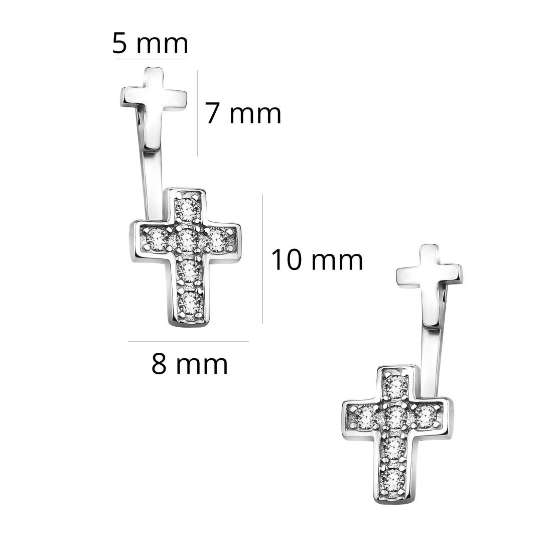 Kreuz Ohrstecker in 925 Silber
