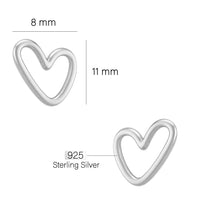 Maßenansicht von Herz Ohrstecker in 925 Silber von Sofia Milani - E0816