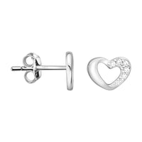 Herz Ohrstecker in 925 Silber