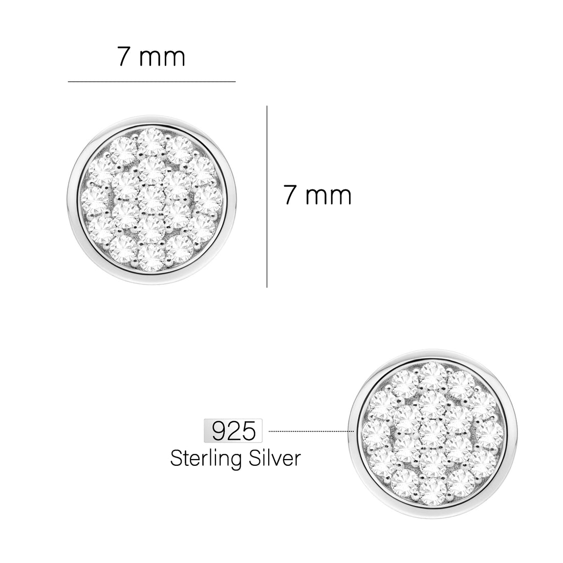 Maßenansicht von Kreis Ohrstecker in 925 Silber von Sofia Milani - E0859