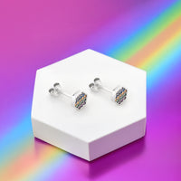 Hexagon Ohrstecker in 925 Silber