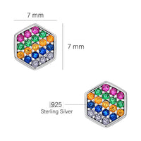 Hexagon Ohrstecker in 925 Silber