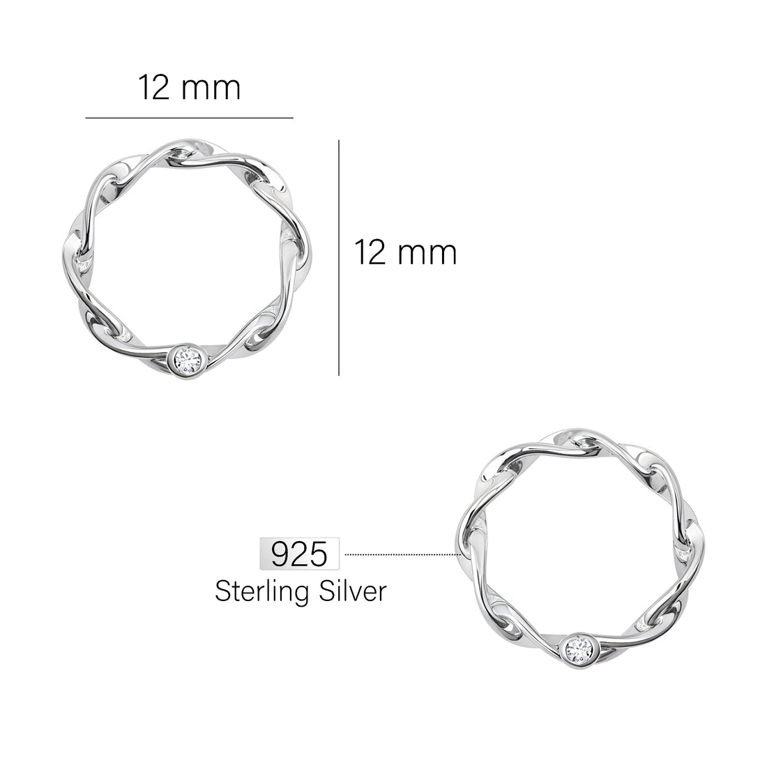 Kreis Ohrstecker in 925 Silber