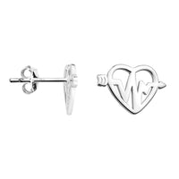 Herzschlag Ohrstecker in 925 Silber