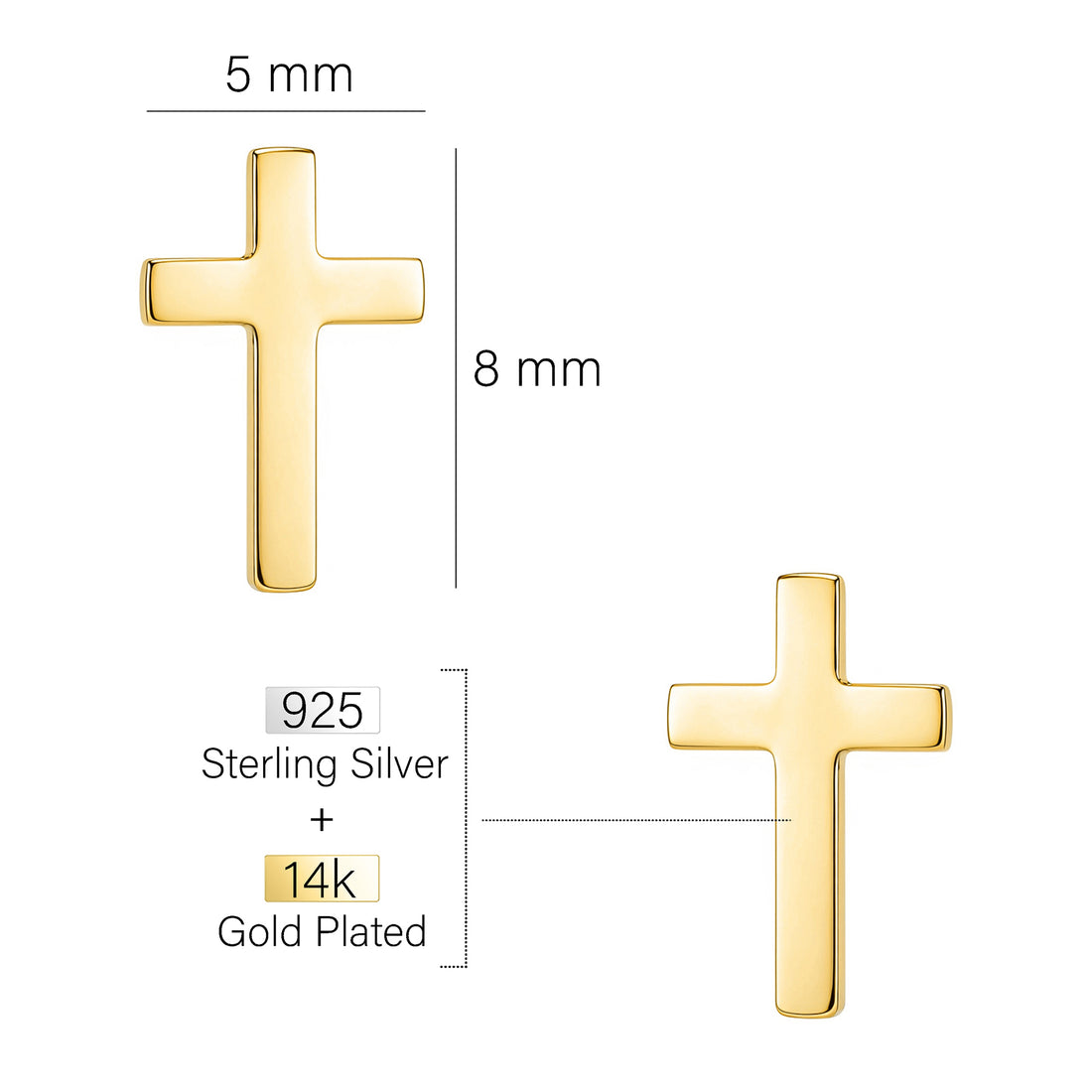Kreuz Ohrstecker in 925 Silber