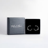 Blatt Steck Creolen in 925 Silber