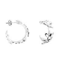 Blatt Steck Creolen in 925 Silber