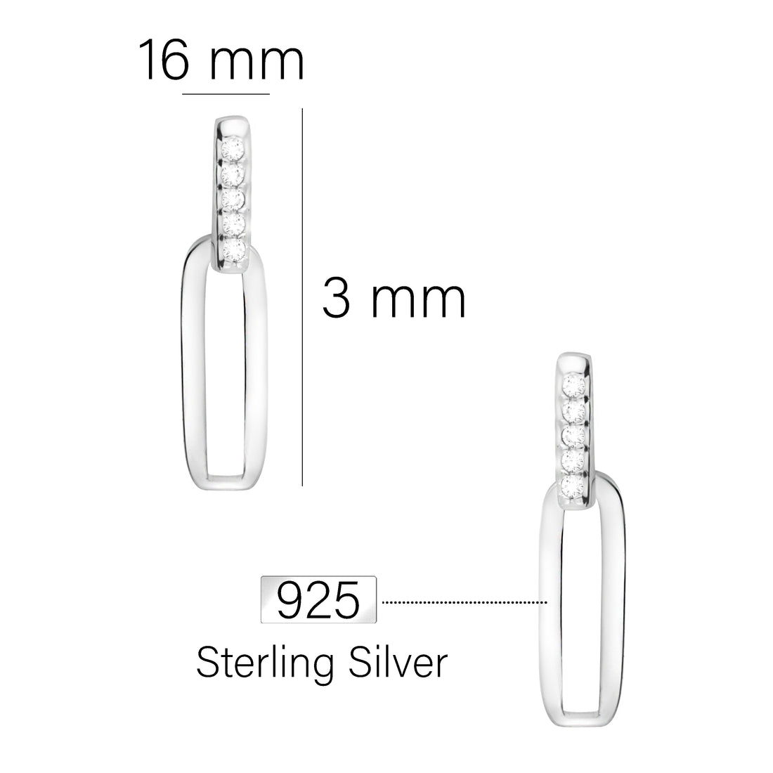 Oval Ohrhänger in 925 Silber