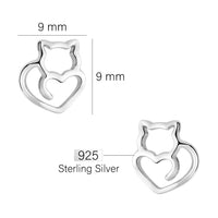 Katze Ohrstecker in 925 Silber