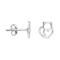 Katze Ohrstecker in 925 Silber