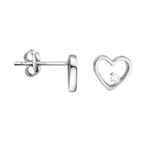 Herz Ohrstecker in 925 Silber