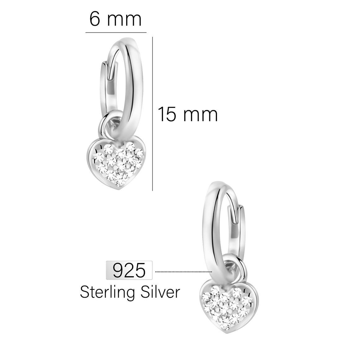 Herz Creolen in 925 Silber