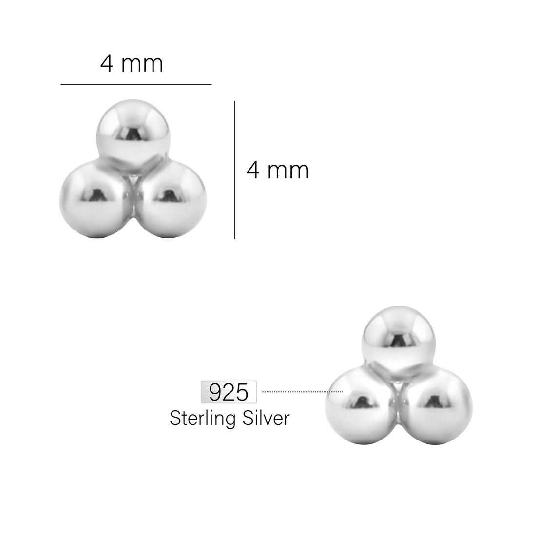 Kugel Ohrstecker in 925 Silber