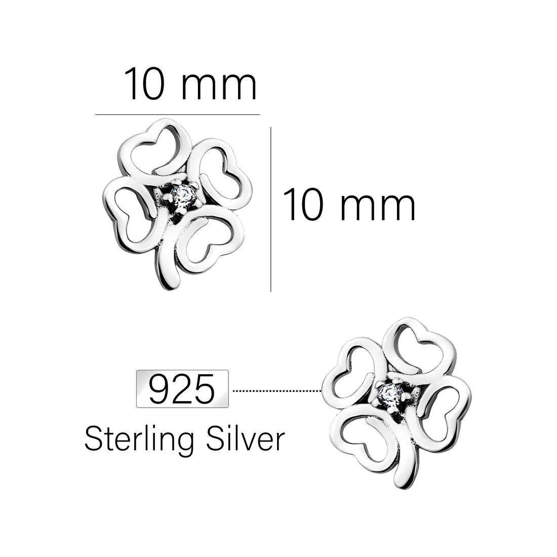 Kleeblatt Ohrstecker in 925 Silber