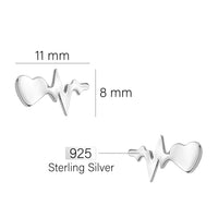 Herzschlag Ohrstecker in 925 Silber