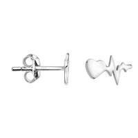 Herzschlag Ohrstecker in 925 Silber
