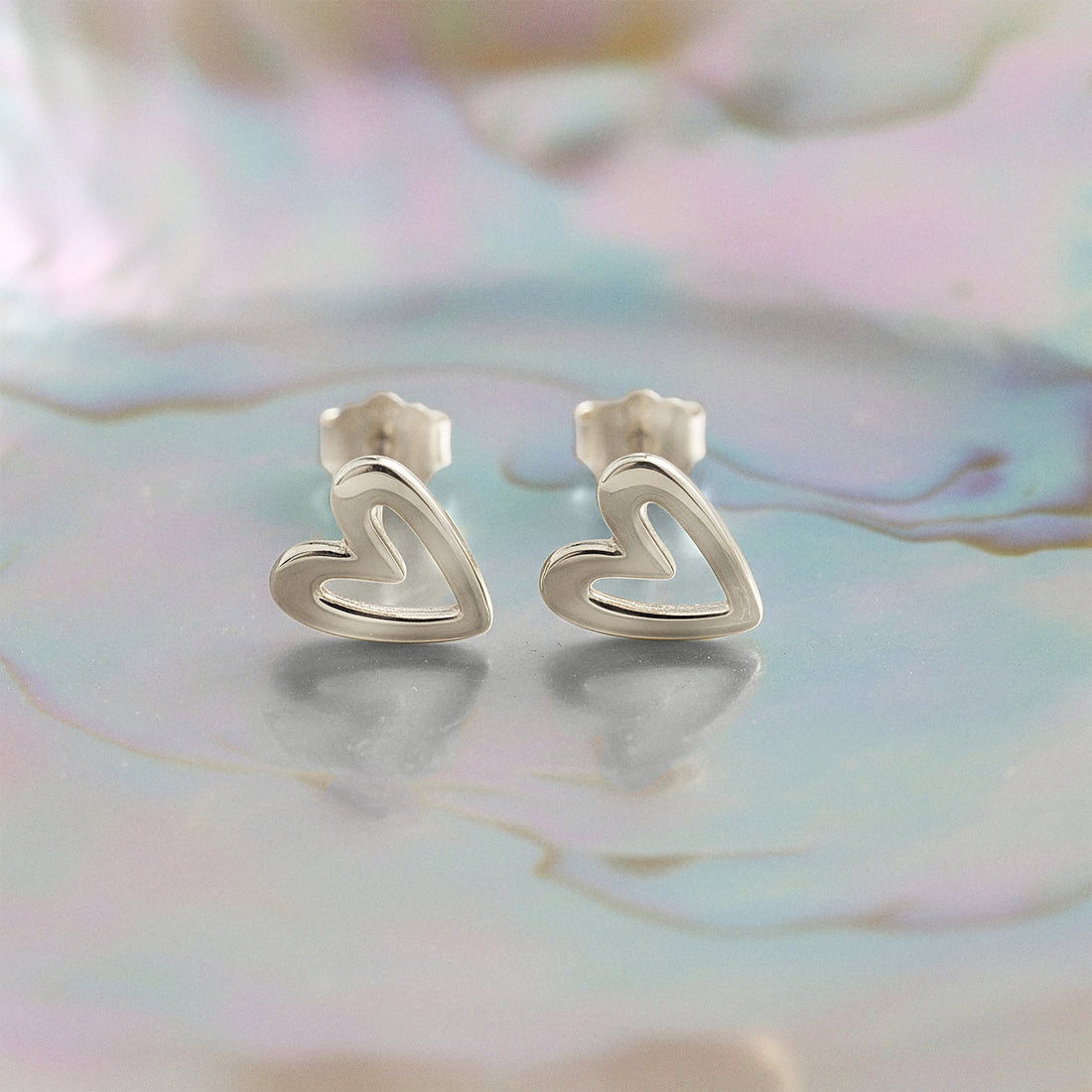 Herz Ohrstecker in 925 Silber