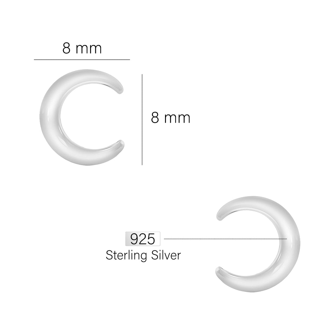 Mond Ohrstecker in 925 Silber