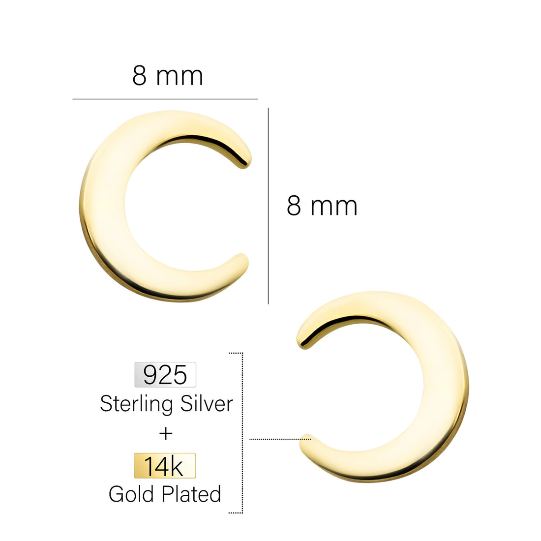 Mond Ohrstecker in 925 Silber
