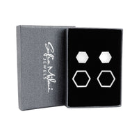 Hexagon Ohrstecker in 925 Silber