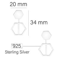 Hexagon Ohrstecker in 925 Silber