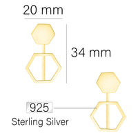 Hexagon Ohrstecker in 925 Silber
