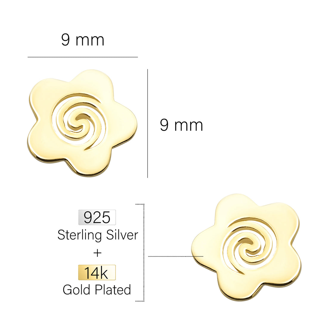 Blume Ohrstecker in 925 Silber