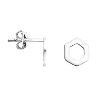 Hexagon Ohrstecker in 925 Silber