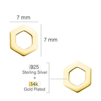 Hexagon Ohrstecker in 925 Silber