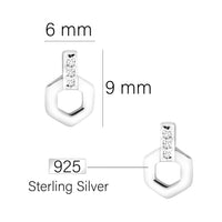 Hexagon Ohrstecker in 925 Silber