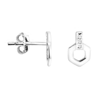 Hexagon Ohrstecker in 925 Silber
