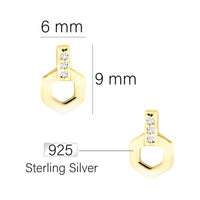 Hexagon Ohrstecker in 925 Silber