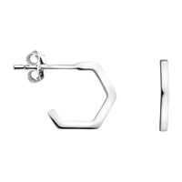 Hexagon Steck Creolen in 925 Silber