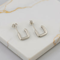 Quadrat Steck Creolen in 925 Silber