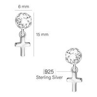 Zirconia Kreuz Ohrstecker in 925 Silber