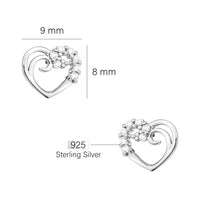 Maßenansicht von Herz Ohrstecker in 925 Silber von Sofia Milani - E1556