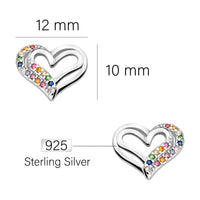 Maßenansicht von Herz Ohrstecker in 925 Silber von Sofia Milani - E1558