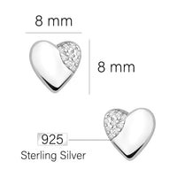 Maßenansicht von Herz Ohrstecker in 925 Silber von Sofia Milani - E1562