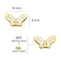 Maßenansicht von Schmetterling Ohrstecker in 925 Silber von Sofia Milani - E1567