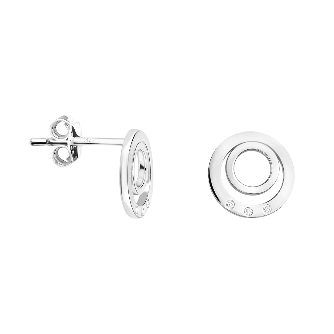 Haupt- und Seitenansicht von Kreis Ohrstecker in 925 Silber von Sofia Milani - E1572