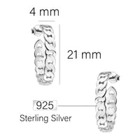 Maßenansicht von Glieder Steck Creolen in 925 Silber von Sofia Milani - E1582
