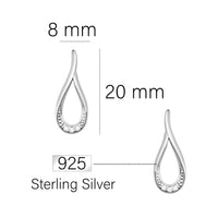 Maßenansicht von Oval Ohrstecker in 925 Silber von Sofia Milani - E1596