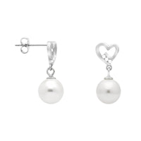 Haupt- und Seitenansicht von Herz Perle Ohrhänger in 925 Silber von Sofia Milani - E1600