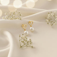 CloseUp Ansicht von Herz Perle Ohrhänger in 925 Silber von Sofia Milani - E1601