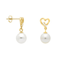 Haupt- und Seitenansicht von Herz Perle Ohrhänger in 925 Silber von Sofia Milani - E1601