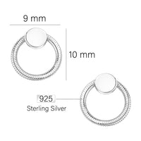 Maßenansicht von Geriffelter Kreis Ohrstecker in 925 Silber von Sofia Milani - E1606