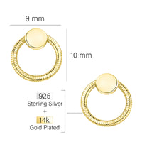 Maßenansicht von Geriffelter Kreis Ohrstecker in 925 Silber von Sofia Milani - E1607